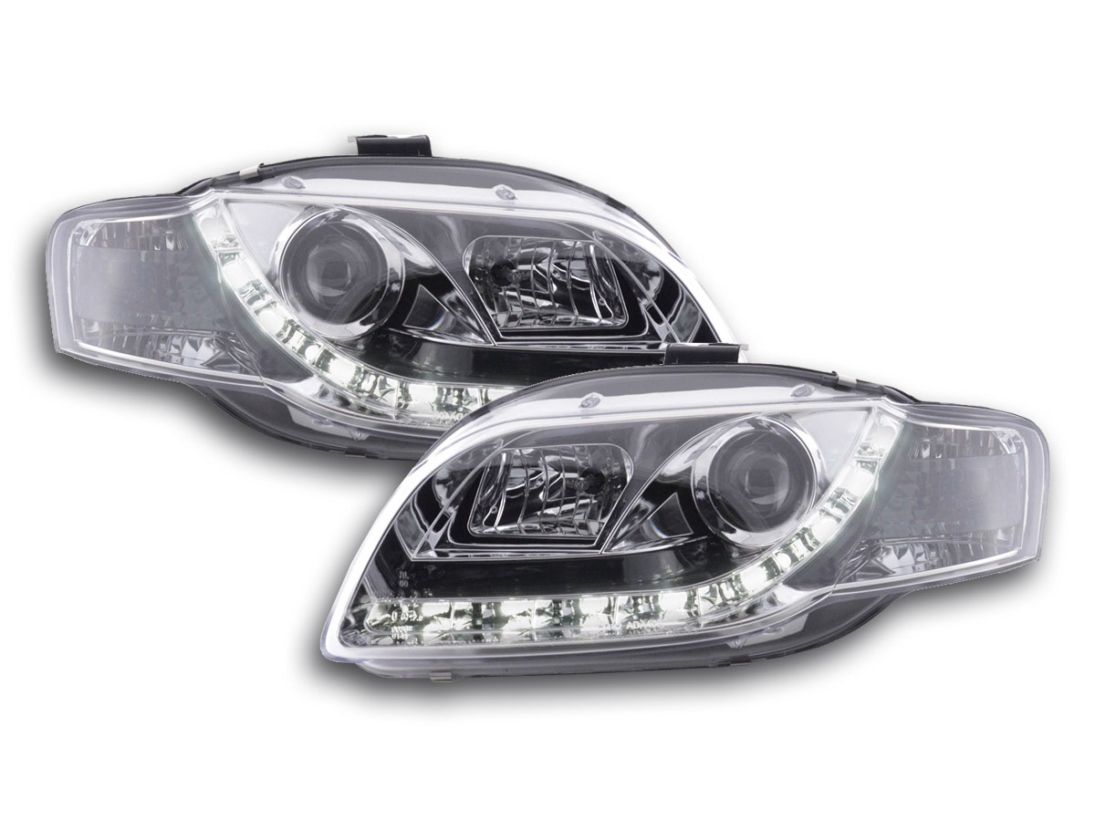 Scheinwerfer Set Daylight LED Tagfahrlicht Audi A4 Typ 8E  04-08 chrom