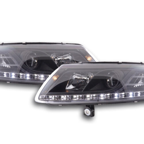 Scheinwerfer Set Daylight LED TFL-Optik Audi A6 Typ 4F  04-08 schwarz für Rechtslenker