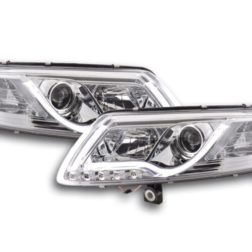 Scheinwerfer Set Daylight LED TFL-Optik Audi A6 Typ 4F  04-08 chrom für Rechtslenker