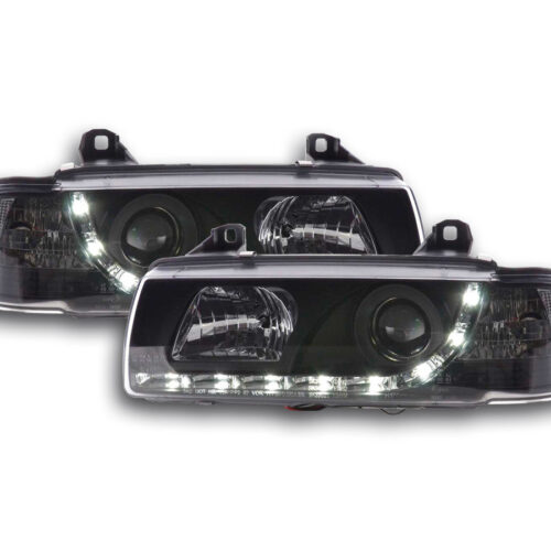 Scheinwerfer Set Daylight LED Tagfahrlicht BMW 3er E36 Limo/Touring schwarz für Rechtslenker