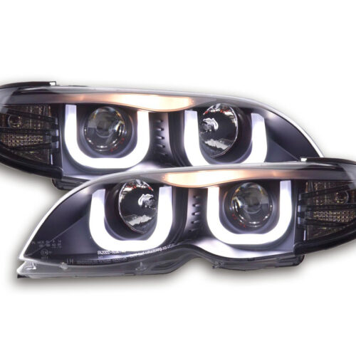 Scheinwerfer Set Daylight LED TFL-Optik BMW 3er E46 Limo/Touring  02-05 schwarz für Rechtslenker