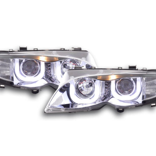 Scheinwerfer Set Angel Eyes BMW 3er E46 Limo/Touring  02-05 chrom für Rechtslenker