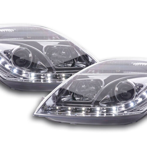 Scheinwerfer Set Daylight LED TFL-Optik Ford Fiesta Typ MK6  03-07 chrom