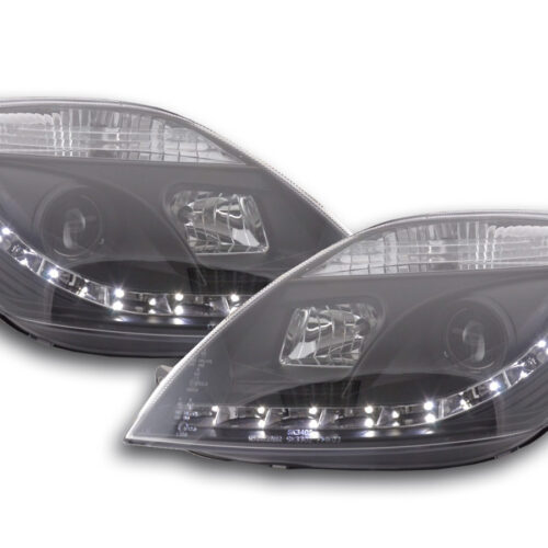 Scheinwerfer Set Daylight LED TFL-Optik Ford Fiesta Typ MK6  03-07 schwarz