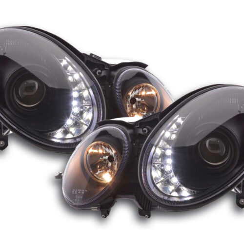 Scheinwerfer Set Daylight LED TFL-Optik Mercedes E-Klasse 211  02-06 schwarz