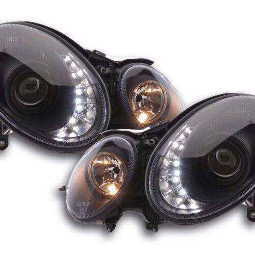 Scheinwerfer Set Daylight LED TFL-Optik Mercedes E-Klasse 211  06-09 schwarz