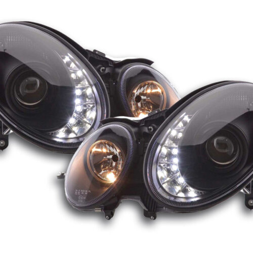 Scheinwerfer Set Daylight LED TFL-Optik Mercedes E-Klasse Typ W211  02-06 schwarz