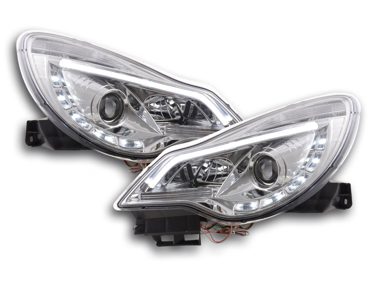 Scheinwerfer Set Daylight LED Tagfahrlicht Opel Corsa D  ab 2011 chrom