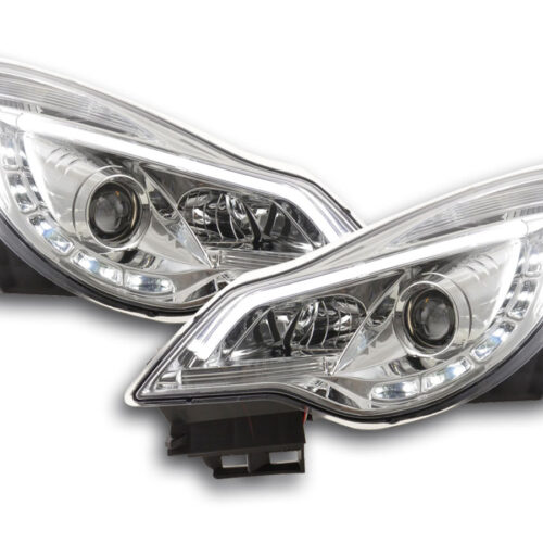 Scheinwerfer Set Daylight LED Tagfahrlicht Opel Corsa D  ab 2011 chrom für Rechtslenker