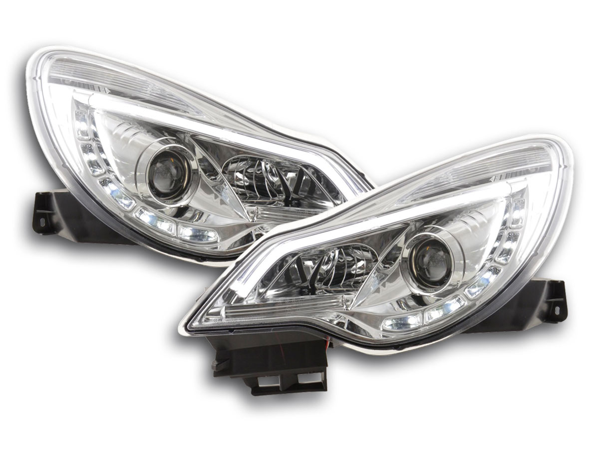 Scheinwerfer Set Daylight LED Tagfahrlicht Opel Corsa D  ab 2011 chrom für Rechtslenker