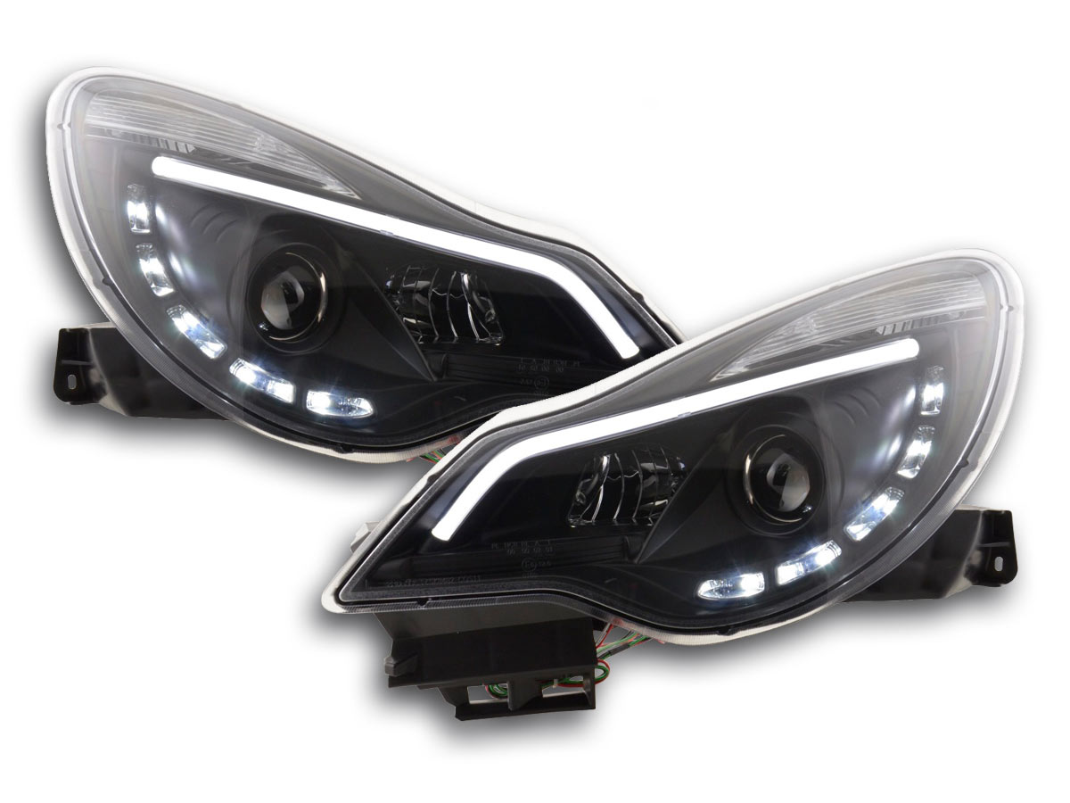 Scheinwerfer Set Daylight LED Tagfahrlicht Opel Corsa D  ab 2011 schwarz