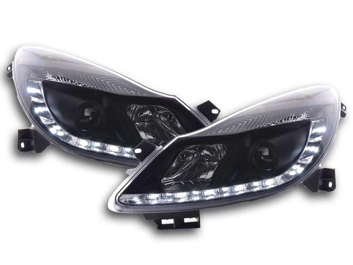 Scheinwerfer Set Daylight LED Tagfahrlicht Opel Corsa D  06- schwarz