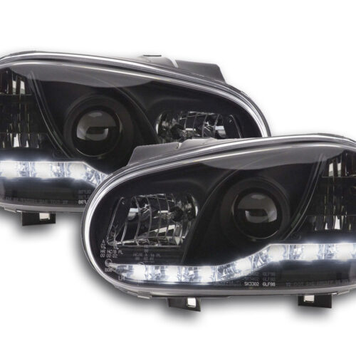 Scheinwerfer Set Daylight LED Tagfahrlicht VW Golf 4  97-03 schwarz