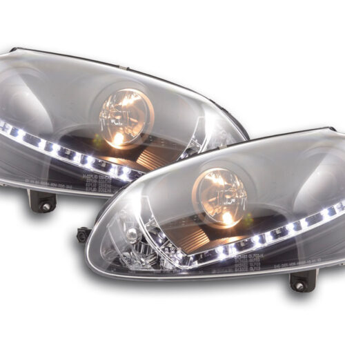 Scheinwerfer Set Daylight LED TFL-Optik VW Golf 5 Typ 1K  03-08 schwarz für Rechtslenker