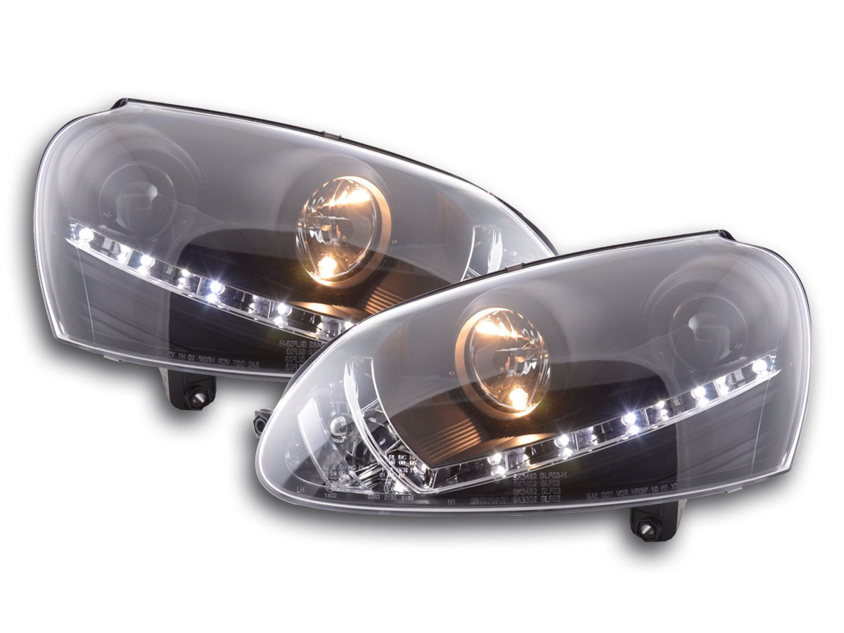 Scheinwerfer Set Daylight LED TFL-Optik VW Golf 5 Typ 1K  03-08 schwarz