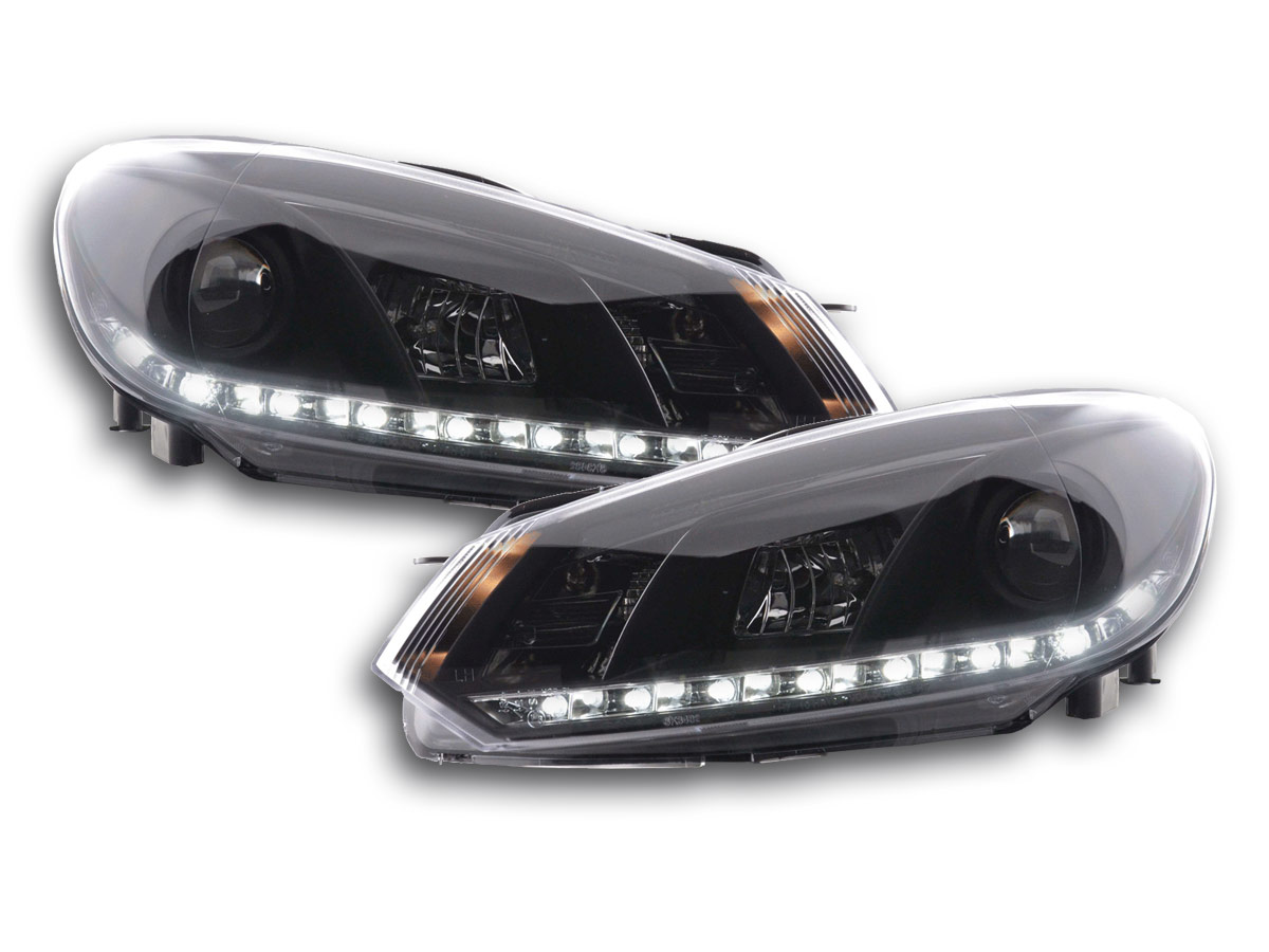 Scheinwerfer Set Daylight LED Tagfahrlicht VW Golf 6 Typ 1K  08- schwarz