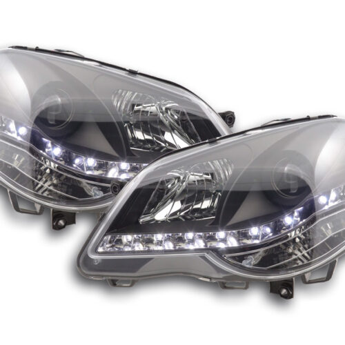 Scheinwerfer Set Daylight LED TFL-Optik VW Polo Typ 9N3  05-09 schwarz für Rechtslenker