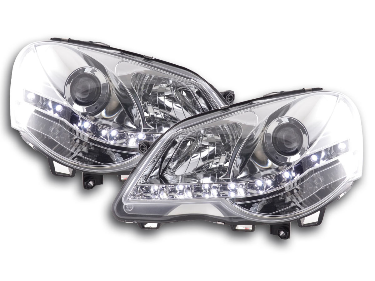 Scheinwerfer Set Daylight LED TFL-Optik VW Polo Typ 9N3  05-09 chrom für Rechtslenker