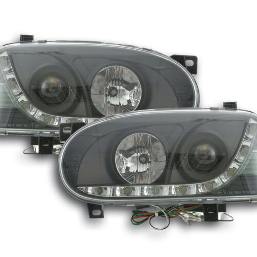 Scheinwerfer Set Daylight LED Tagfahrlicht VW Golf 3  91-97 schwarz