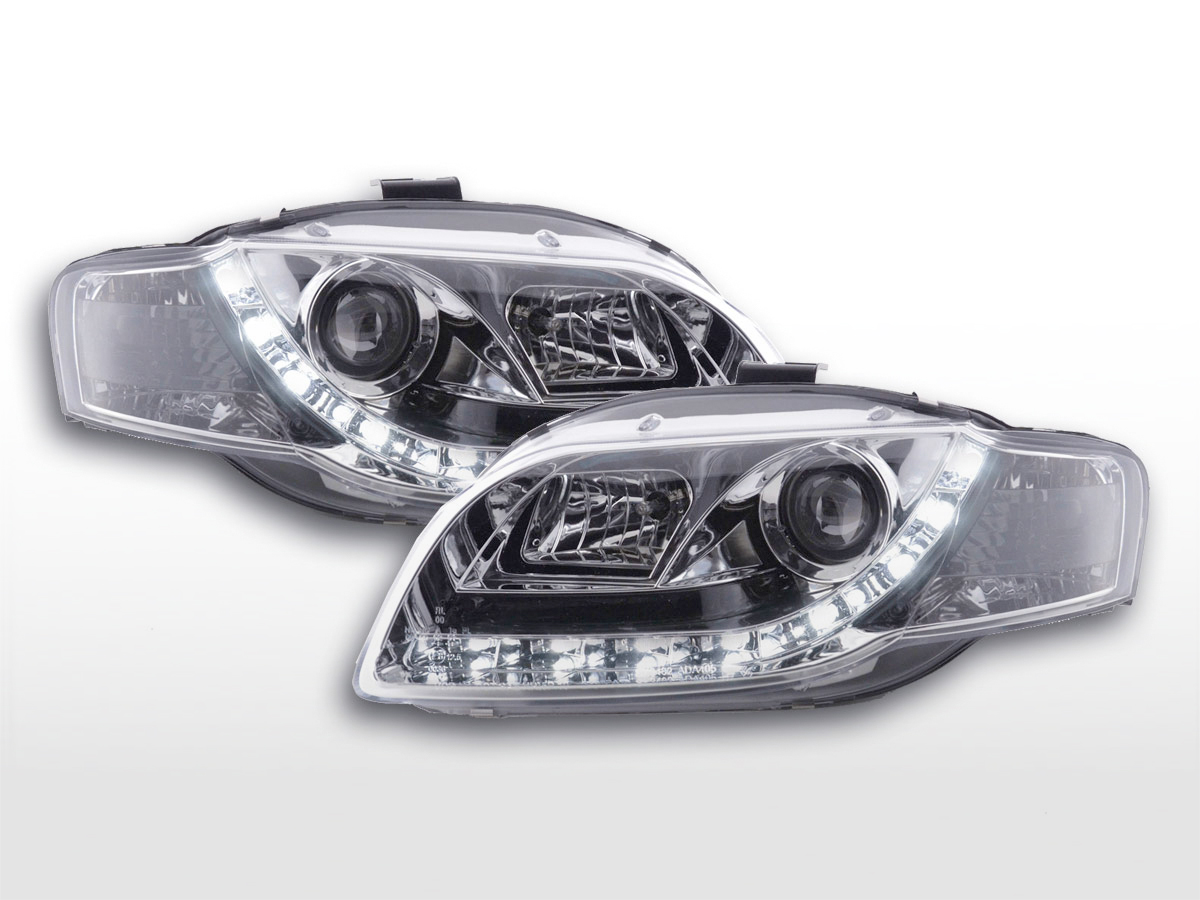 Scheinwerfer Set Daylight LED Tagfahrlicht Audi A4 Typ 8E  04-08 chrom