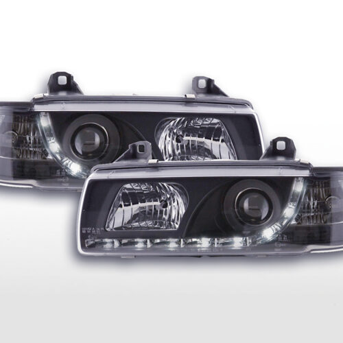 Scheinwerfer Set Daylight LED Tagfahrlicht BMW 3er E36 Coupe  92-99 schwarz