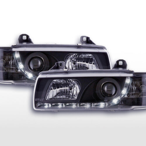 Scheinwerfer Set Daylight LED Tagfahrlicht BMW 3er E36 Limousine  92-98 schwarz