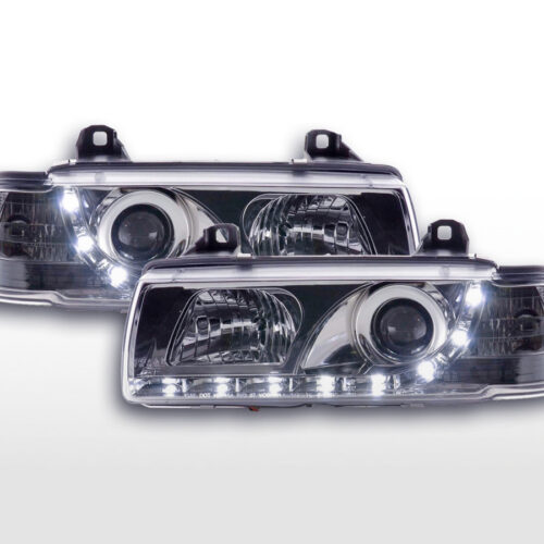 Scheinwerfer Set Daylight LED Tagfahrlicht BMW 3er E36 Coupe/Cabrio  92-98 chrom für Rechtslenker