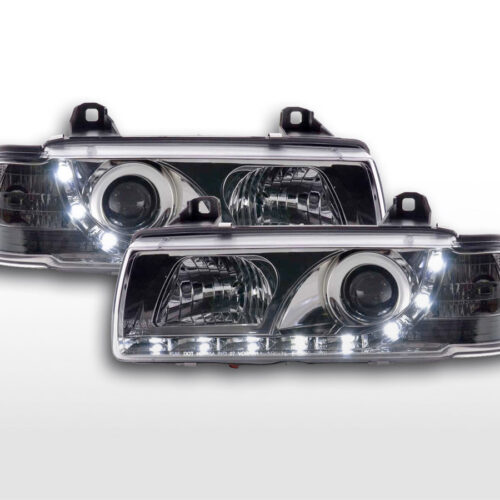 Scheinwerfer Set Daylight LED Tagfahrlicht BMW 3er E36 Limo/Touring chrom für Rechtslenker