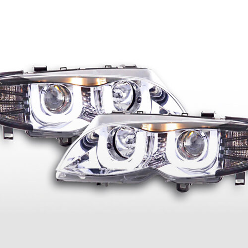 Scheinwerfer Set Daylight LED TFL-Optik BMW 3er E46 Limo/Touring  02-05 chrom für Rechtslenker