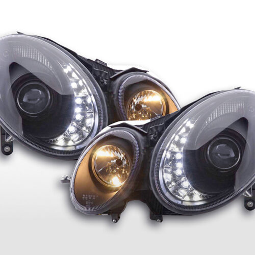 Scheinwerfer Set Daylight LED TFL-Optik Mercedes E-Klasse 211  02-06 schwarz