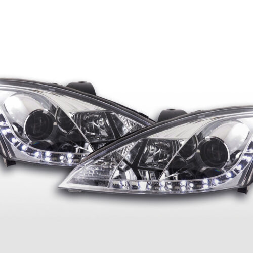 Scheinwerfer Set Daylight LED TFL-Optik Ford Focus 3/4/5-trg.  01-04 chrom für Rechtslenker