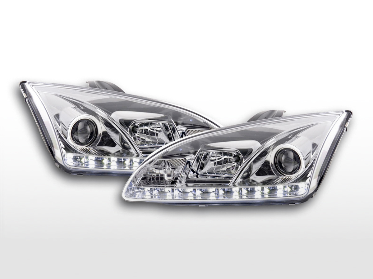 Scheinwerfer Set Daylight LED TFL-Optik Ford Focus 4/5-trg.  05-08 chrom für Rechtslenker