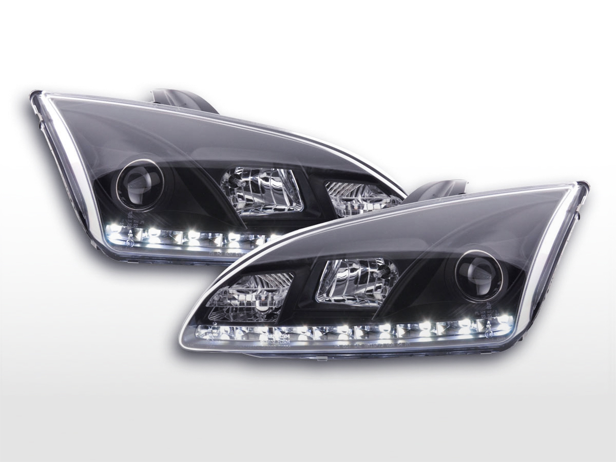 Scheinwerfer Set Daylight LED TFL-Optik Ford Focus 4/5-trg.  05-08 schwarz für Rechtslenker