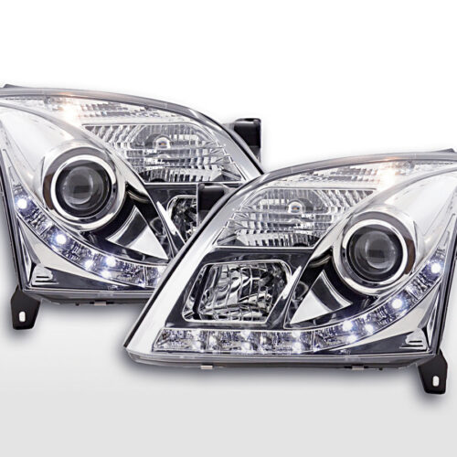 Scheinwerfer Set Daylight LED TFL-Optik Opel Vectra C  02-05 chrom für Rechtslenker