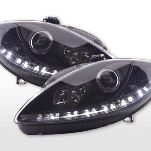 Scheinwerfer Set Daylight LED TFL-Optik Seat Leon 1P  09- schwarz