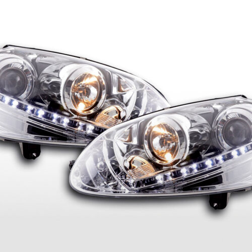 Scheinwerfer Set Daylight LED TFL-Optik VW Golf 5 Typ 1K  03-08 chrom für Rechtslenker