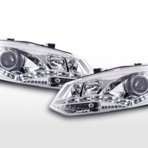 Scheinwerfer Set Daylight LED TFL-Optik VW Polo Typ 6R  2010- chrom für Rechtslenker