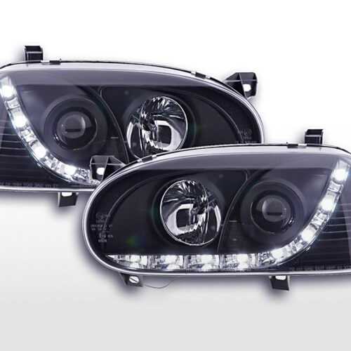 Scheinwerfer Set Daylight LED Tagfahrlicht VW Golf 3  91-97 schwarz für Rechtslenker