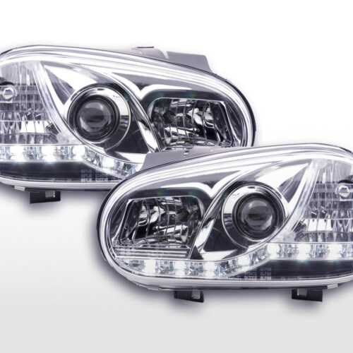 Scheinwerfer Set Daylight LED Tagfahrlicht VW Golf 4  97-03 chrom für Rechtslenker