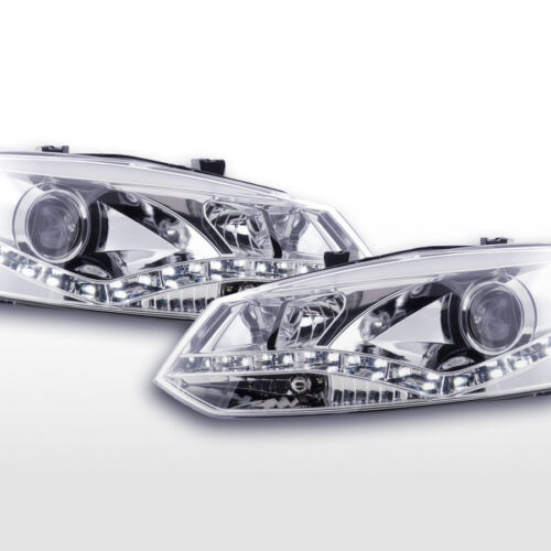 Scheinwerfer Set Daylight LED Tagfahrlicht VW Polo 6R  09- chrom für Rechtslenker