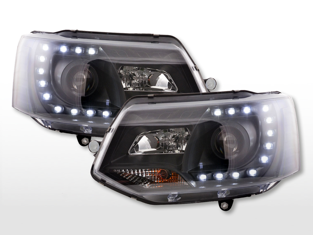 Scheinwerfer Set Daylight LED Tagfahrlicht VW Bus T5  ab 2009 schwarz